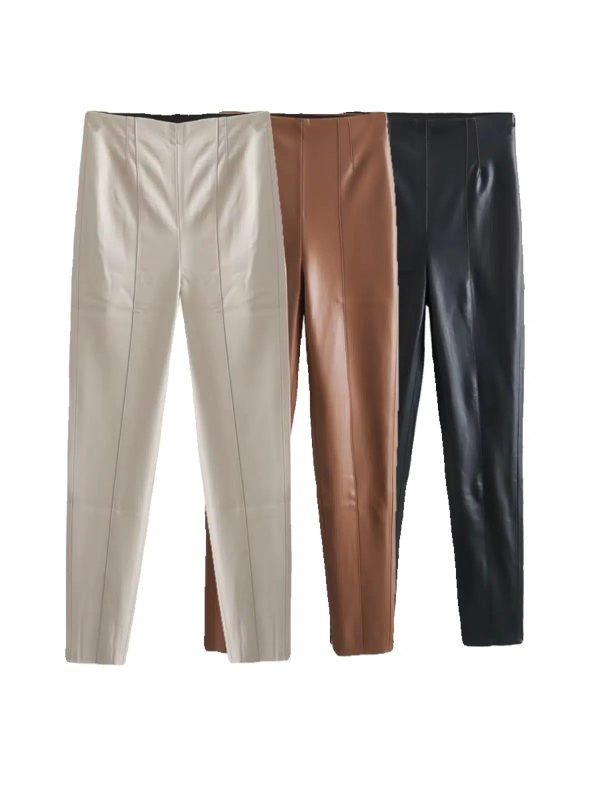 Casual Faux Leather Pants For Cheap