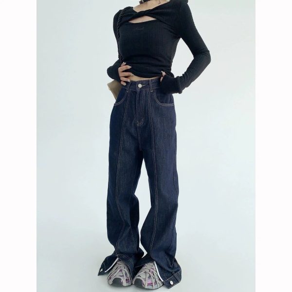 Wide-Leg High-Waisted Denim Pants Online now