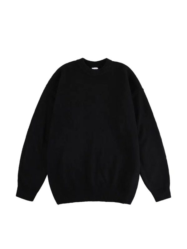 Vintage Crew Neck Knitted Sweater on Sale