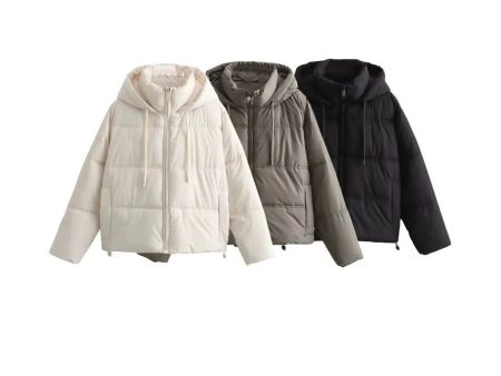 Zip Closure Hooded Puffer Coat Online