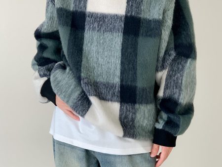 Thick Loose Mohair Plaid Sweater For Discount