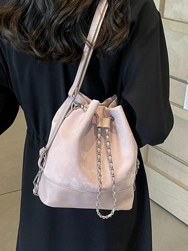 Chain Drawstring  Bucket Bag For Discount