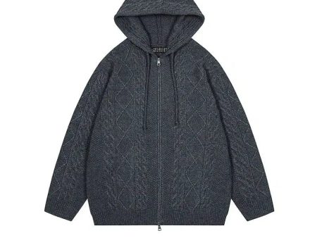 Cable Knit Hooded Zip-Up Cardigan Jacket Discount