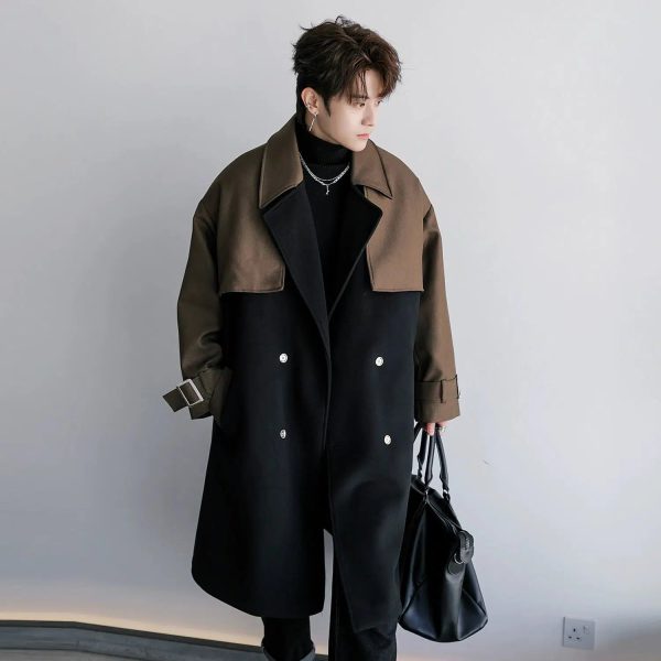 Two-Tone Double-Breasted Wool Coat Sale