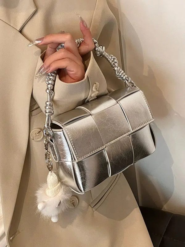 Woven Shiny Leather Crossbody Bag Hot on Sale