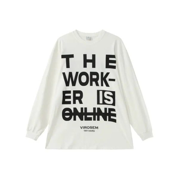 Text Print Long Sleeve T-shirt on Sale