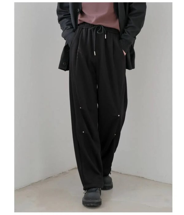 Wide-Leg Drawstring Elastic Sweatpants Sale