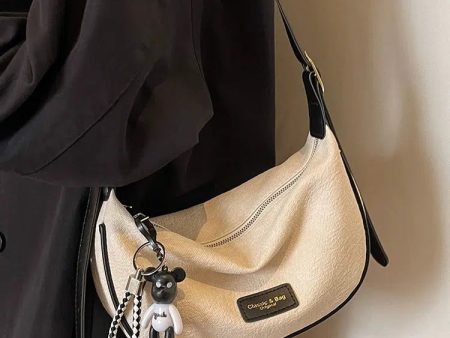 Bear Charm Zipper Shoulder Bag Fashion