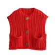 Button Front Knitwear Vest Cheap