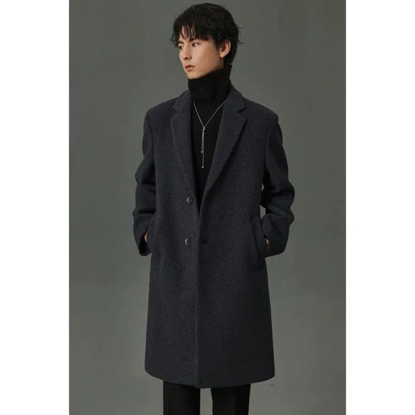 Wool Overcoat with Button Closure Online Hot Sale