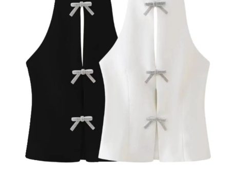 Bow Accent Halter Tank Top For Sale