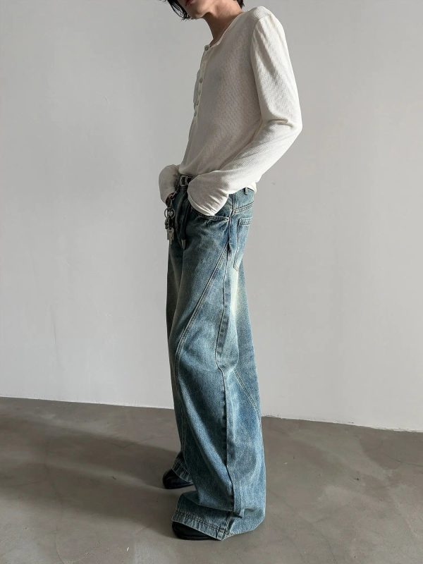 Wide-Leg Vintage Distressed Jeans Sale