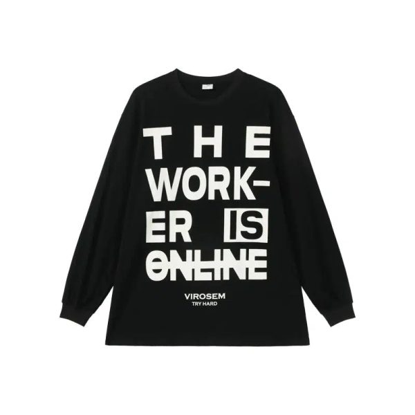 Text Print Long Sleeve T-shirt on Sale