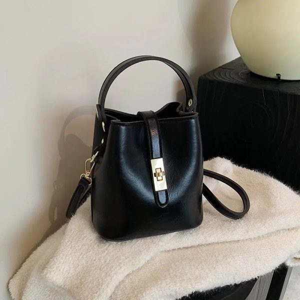 Stylish Metal Buckle Bucket Shaped Bag on Sale