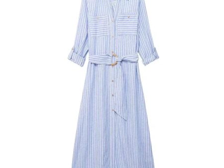 Striped Shirt Belt Dress on Sale