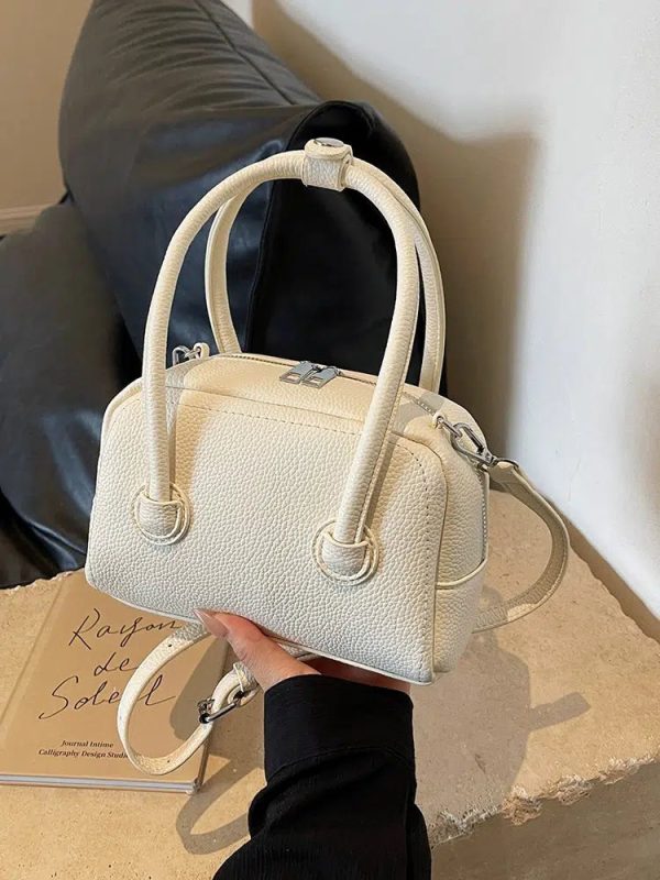 Adjustable Strap Textured Handbag Fashion