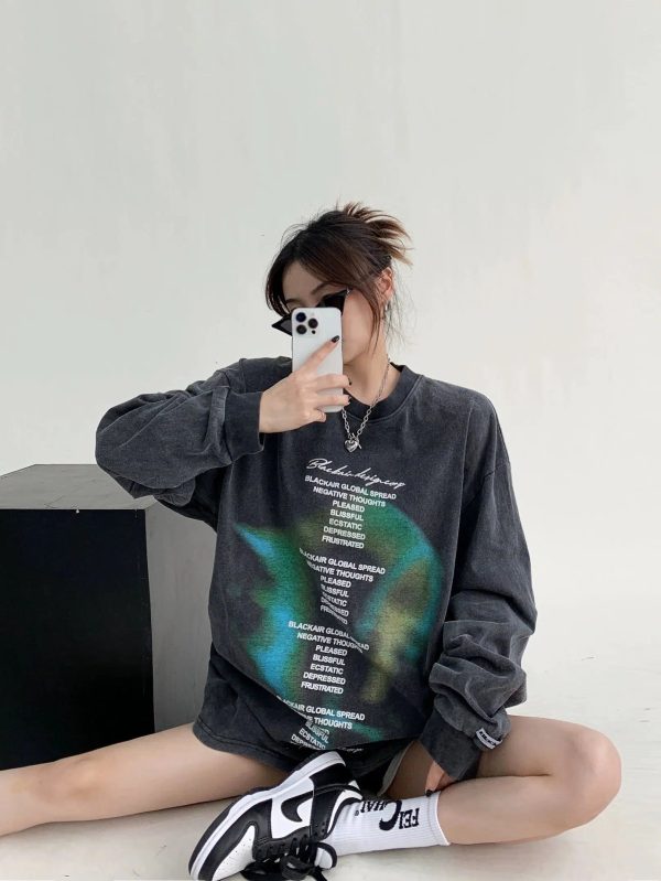 Casual Graphic Print Long Sleeve Top For Cheap