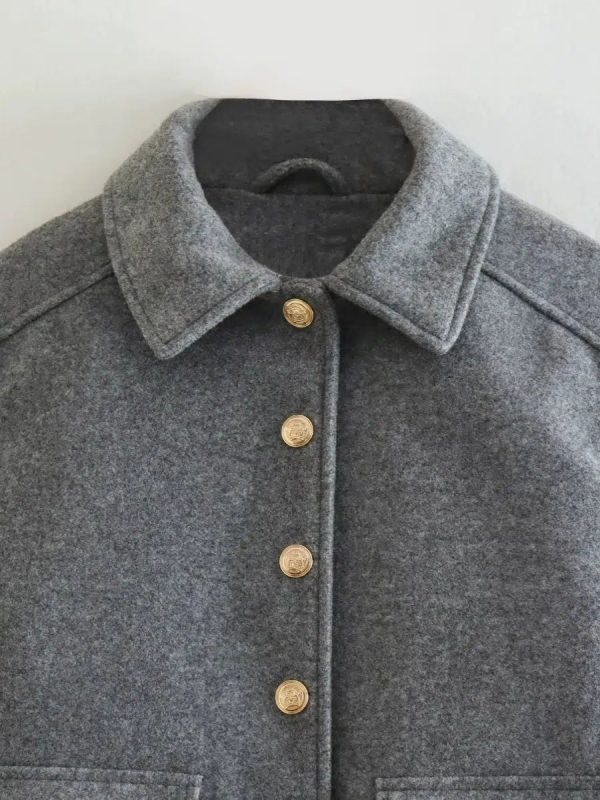 Button-Up Wool Blend Coat on Sale