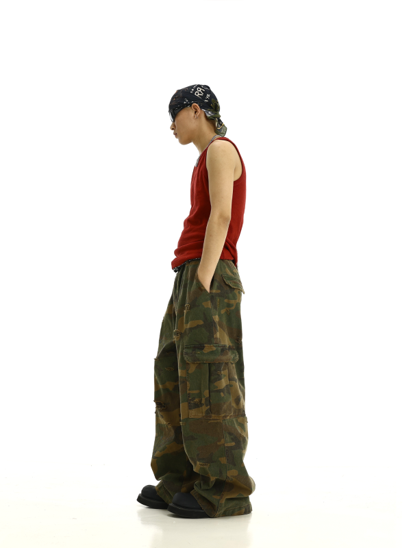 Camouflage Baggy Cargo Pants Discount