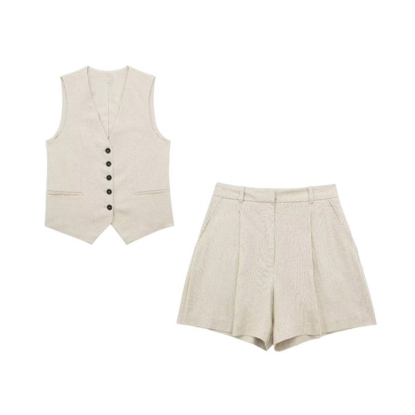 Buttons Vest and Shorts Fashion Suit Hot on Sale