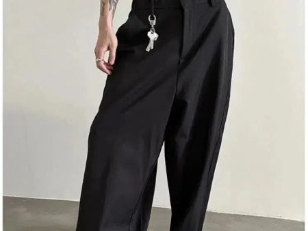 Wide-Leg Casual Pants with Semi-Elastic Waist Discount