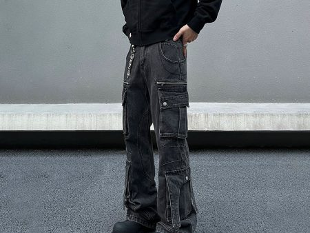 Zipper Details Utility Cargo Jeans Online