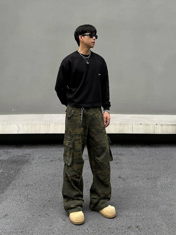 Cargo Pleated Camo Pockets Pants Online Sale