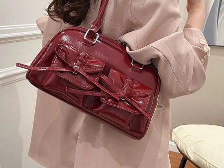 Bow Decoration Leather Handbag Online Hot Sale