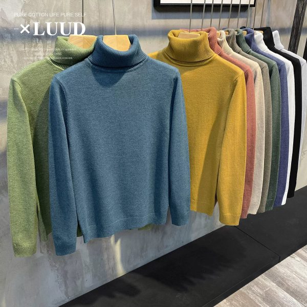 Turtleneck Slim Fit Flannel Sweater Hot on Sale