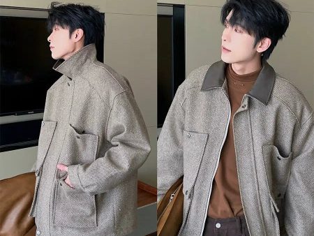 Wool-Blend Jacket with Pockets Cheap