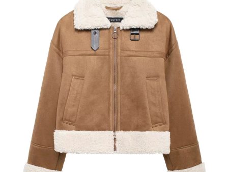 Zip Closure Shearling Lined Coat For Discount