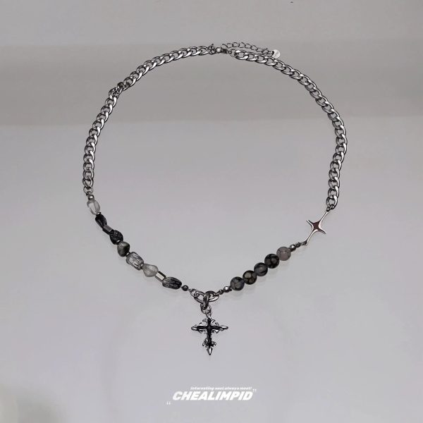 Beaded Cross Pendant Necklace For Sale