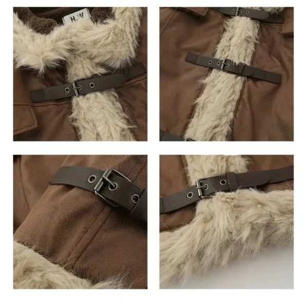 Suede Stand-Collar Cotton Fur Jackets Sale