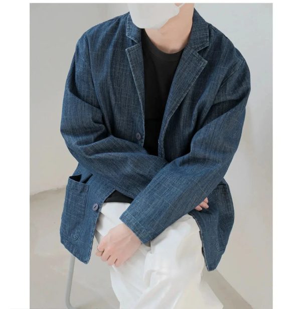 Vintage Suit Collar Denim Jacket Online Sale