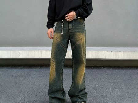 Vintage Washed Yellow Mud Jeans For Cheap