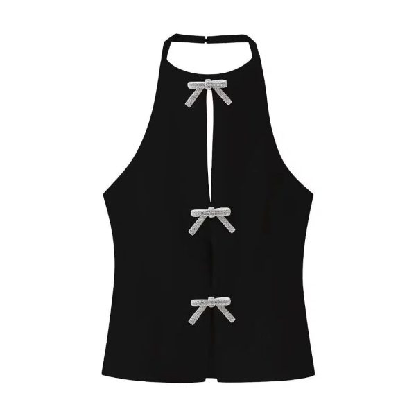 Bow Accent Halter Tank Top For Sale