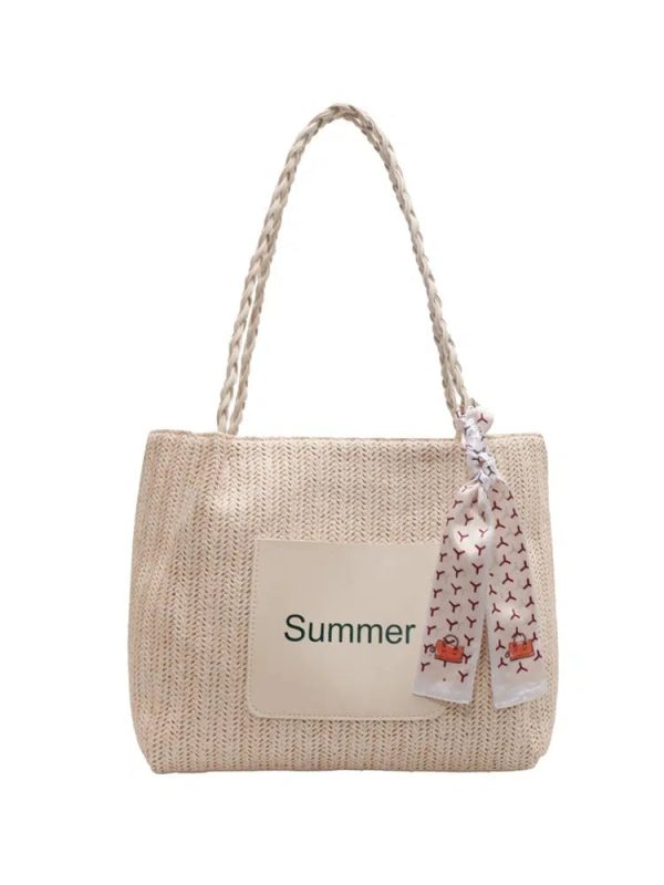 Braided Handle Summer Tote Bag Hot on Sale