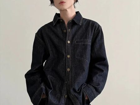 Button-Up Front Casual Denim Jacket Online Sale