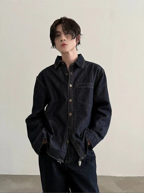 Button-Up Front Casual Denim Jacket Online Sale