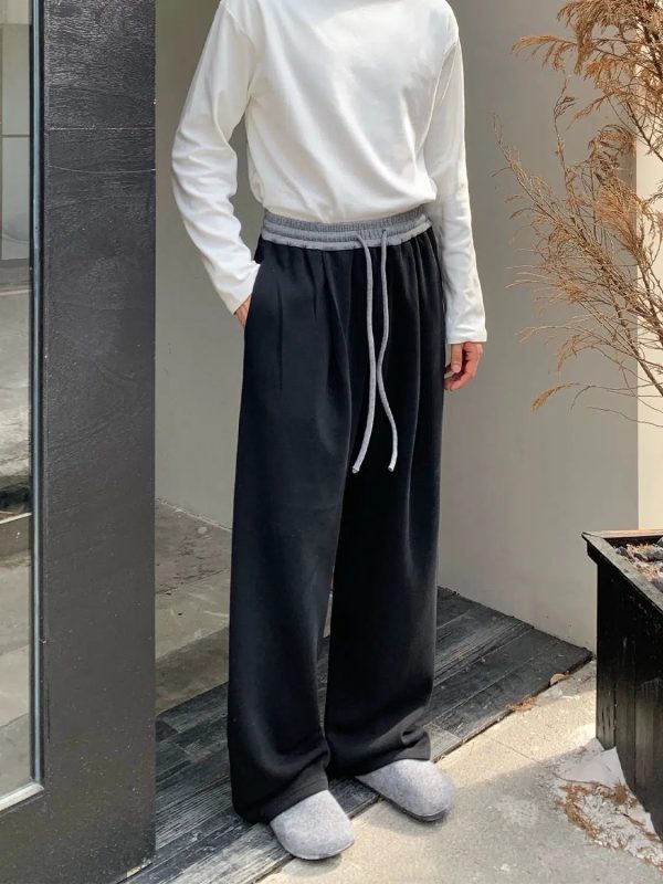 Wide-Leg Drawstring Casual Pants For Discount