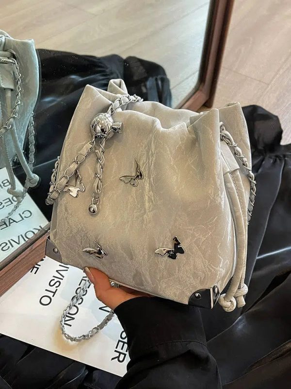 Butterfly Accented Bucket Bag Online Sale