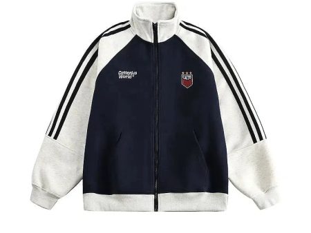 Striped Sleeves Zip-up Athletic Jacket Online