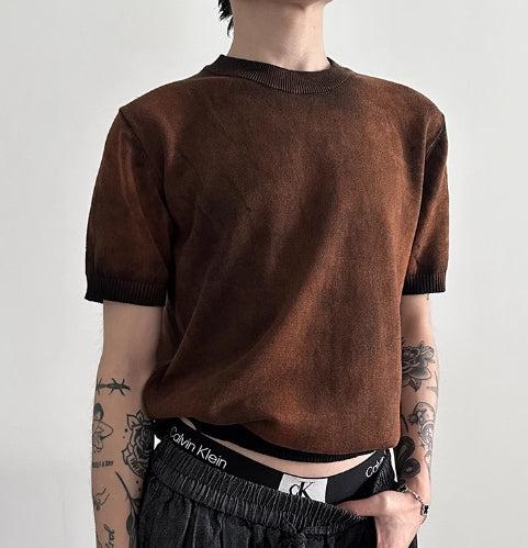 Woolen Gradient Short Sleeve Knit T-shirt Fashion