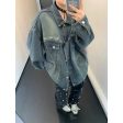 Button Closure Oversized Denim Jacket Hot on Sale