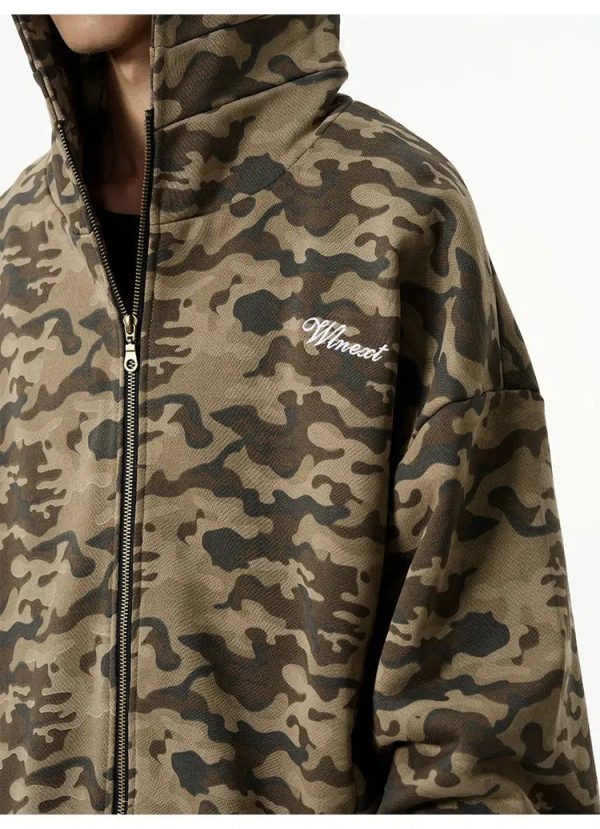 Camouflage Zip-Up Hoodie Online Hot Sale