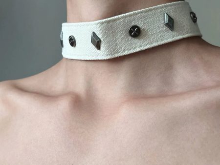 Studded Canvas Choker Necklace Discount