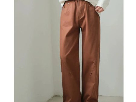 Brown Wide-leg High-waisted Jeans For Cheap