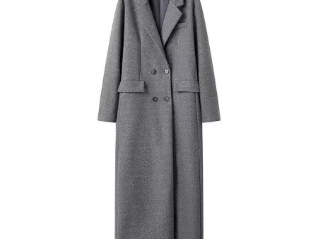 Women Double-Breasted Long Wool Coat For Discount