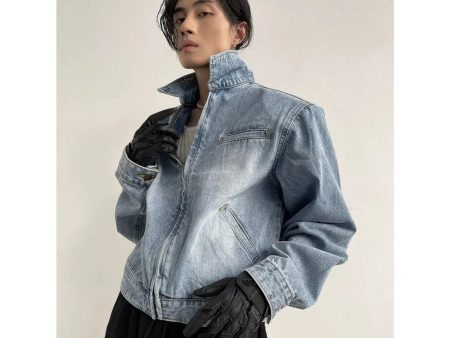 Zippered Pockets Denim Jacket Hot on Sale