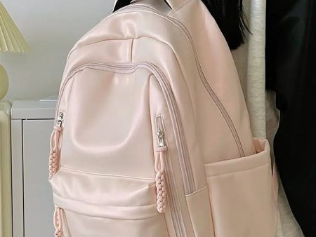 Braided Zipper Pull Multi-pocket Backpack Online Sale